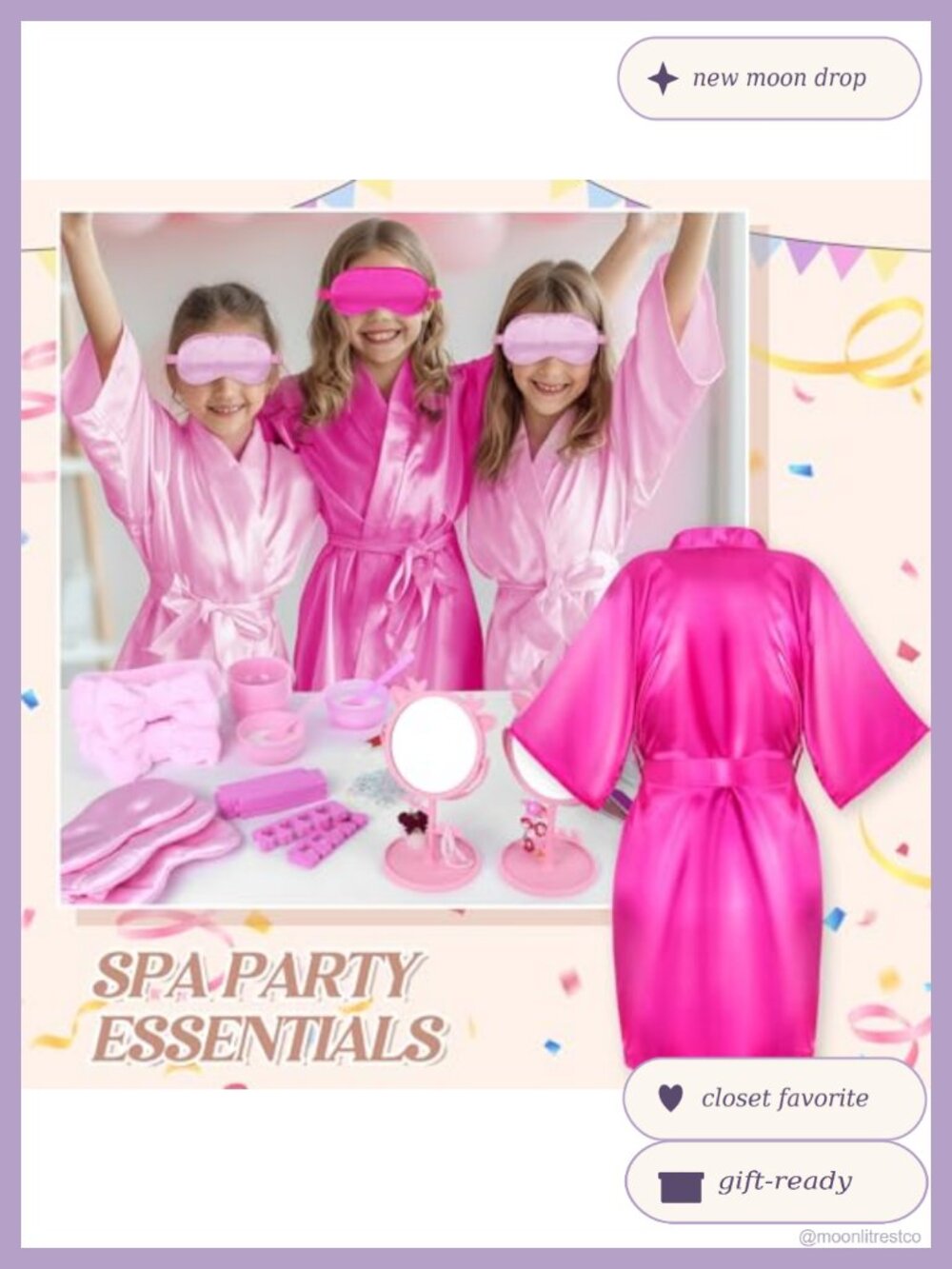 6 Satin Robes Kids Spa Party Sleepover Kit Girls Birthday Favors Set - Picture 5 of 6